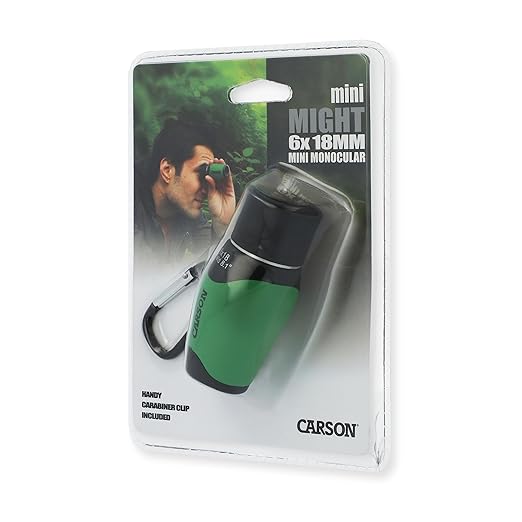 Carson MiniMight 6x18mm Pocket Monocular with Carabiner Clip, Green (MM-618CG)