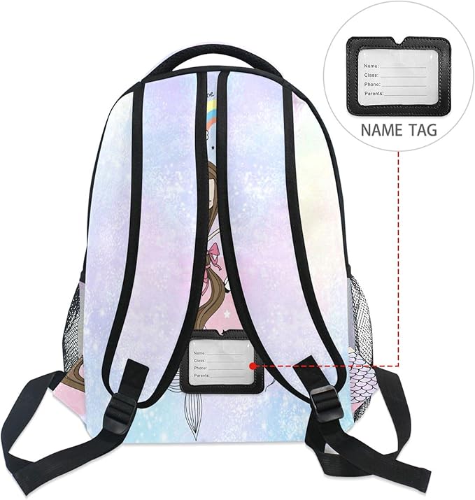 Wamika Mermaid Unicorn Kids Backpack Rainbow Horse School Backpacks Boys Girls Preschool Book Bag