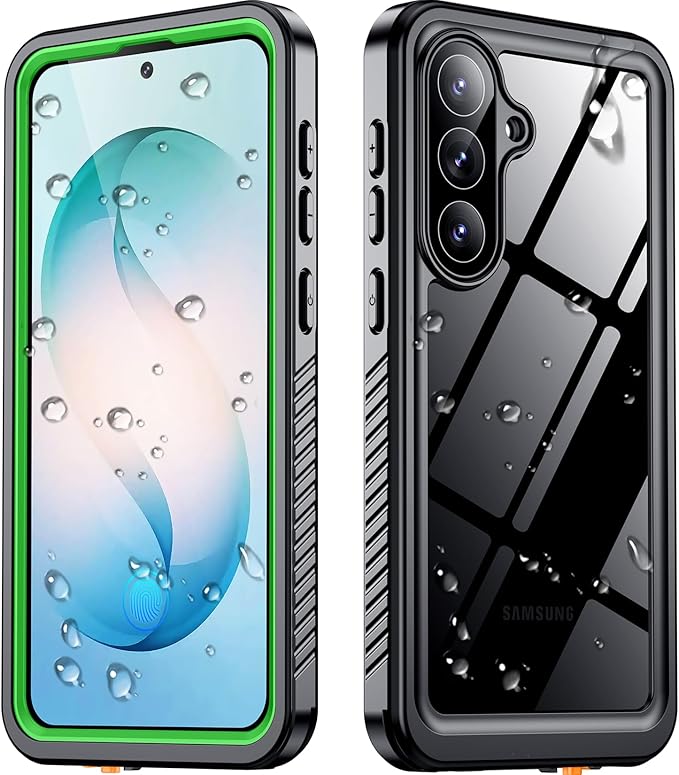 SPIDERCASE for Samsung Galaxy S26 Plus Case, Built-in Lens & Screen Protector Military Shockproof IP68 Underwater Full Body Sealed Phone Case Protection for Samsung Galaxy S26 Plus 6.7",Green/Clear