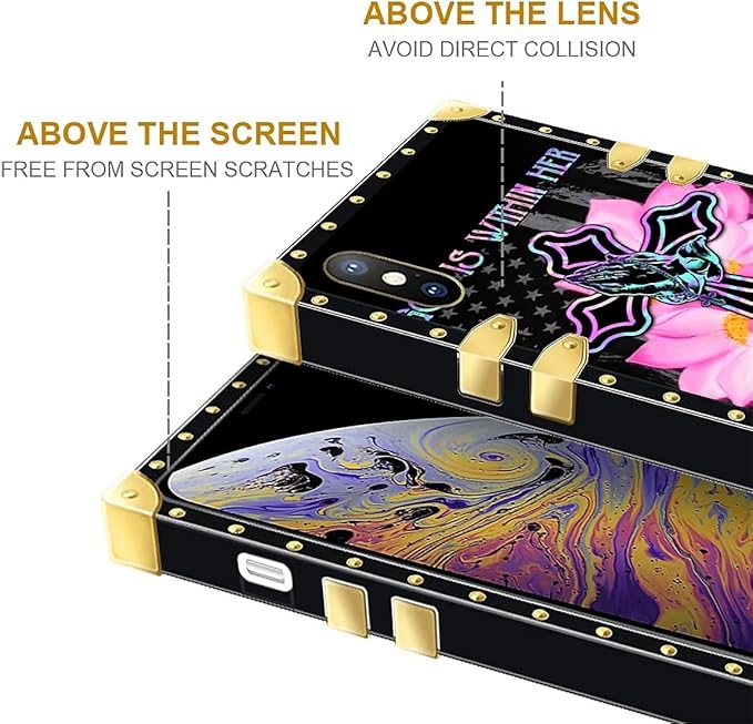 Compatible with iPhone Xs Max Case, Praying Cross Hands Luxury Golden Decoration for Girl Women Soft TPU Shockproof Protective Hard PC Back for iPhone Xs Max