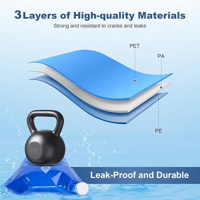 SOCATER Water Container Bags, 4 Packs BPA Free No-Leak Foldable Plastic 1.3 Gallon Water Container Bag for Camping Hiking Backpack Emergency Storage Jug