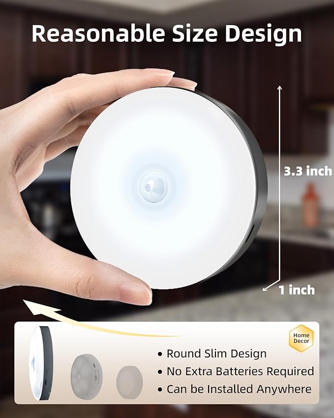 EZVALO Under Cabinet Lighting with Charging Station, 1000mAh Rechargeable Puck Lights with Remote, 3 Color Temps & 12 RGB Closet Lights, Dimmable Motion Sensor Lights for Shelf, Kitchen (3 Packs)