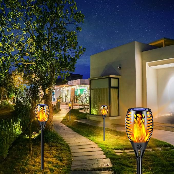 TomCare 8 Pack Outdoor Solar Lights Flickering Flames Torch Decorative Garden Lights Solar Powered Waterproof Lighting for Garden Patio Yard Landscape
