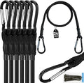 6 Piece 24 Inch Carabiner Bungee Cords with Hooks, Heavy Duty Outdoor Bungee Cords with Carabiner Hooks, 6" Nylon Cable Ties, UV & Weather Resistant