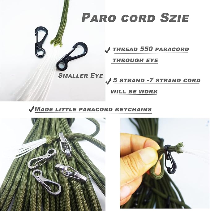 Mini Carabiner Clips with Metal Spring Wiregate Hook and Little Eye Hole for Keychain Backpack Clasps