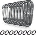 Rhino Produxs 8PCS of Lightweight Duty Snap Carabiner Clips, D Ring Shape Carabiner with 8PCS Keyring - Excellent for Outdoor, Camping, Hiking, Keychains, Water Bottle, Keychain Hook