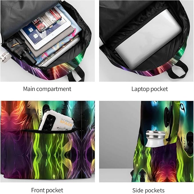 cfpolar 17 Inch Backpack Galaxy Colorful Wolf Laptop Bag Shoulder Bag School Bookbag Casual Daypack For Boys Girls
