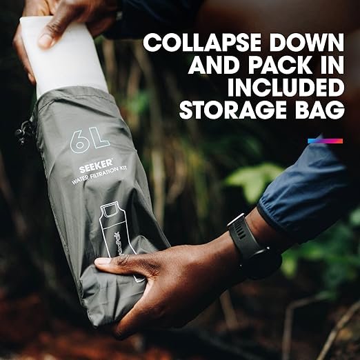 HydraPak Seeker+ - Collapsible Water Filtration & Storage (6L) - BPA & PVC Free, Hydration Reservoir Bag, Leak Proof, Lightweight