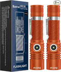 Rechargeable Tactical Flashlights, High Lumens Small Mini USB-C LED Flashlight, Compact EDC Flash Light, 4 Modes&Memory Function, Waterproof Pocket Lights for Home,Camping,Emergency (2, Orange)