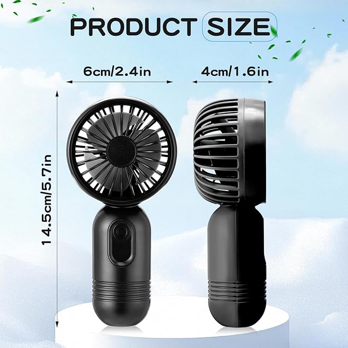 Rossesay 3 Pcs Mini Portable Fan Bulk Cute Handheld Lightweight Small Little Personal Hand Eyelash Fan 3 Speeds USB Rechargeable for Women Men Indoor Outdoor Makeup Travel (Black)