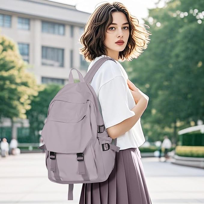 coowoz College Backpack Waterproof Black College Bags For Women Lightweight Travel Rucksack Casual Daypack Laptop Backpacks For Men Women(Pink Purple)