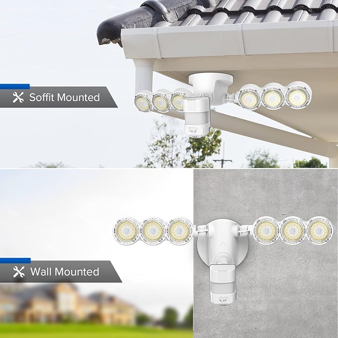 SANSI 45W 6000LM Motion Sensor Outdoor Lights, 5000K 600W Equiv LED Outdoor Lights for House, 4 Modes Wide 320° Angle Flood Lights Outdoor for Yard, Soffit, Garage, Doorways IP65 Waterproof