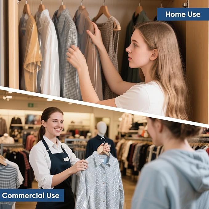 50 Pack 23.6"x70" Garment Bags for Hanging Clothes, Thick Clear Plastic Dry Cleaning Covers for Closet Storage & Travel