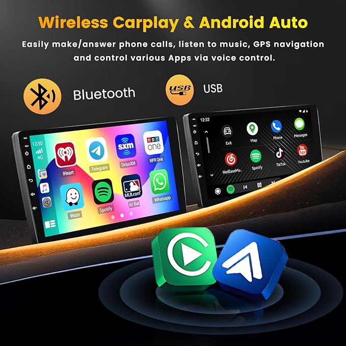 [4 Core 64G] for Jeep Compass Patriot 2010-2016 Android 15 Car Stereo, 10.1" Touchscreen Compass Patriot Car Radio Wireless Carplay Android Auto Mirror Link GPS WiFi Bluetooth FM/EQ SWC Backup Cam Mic