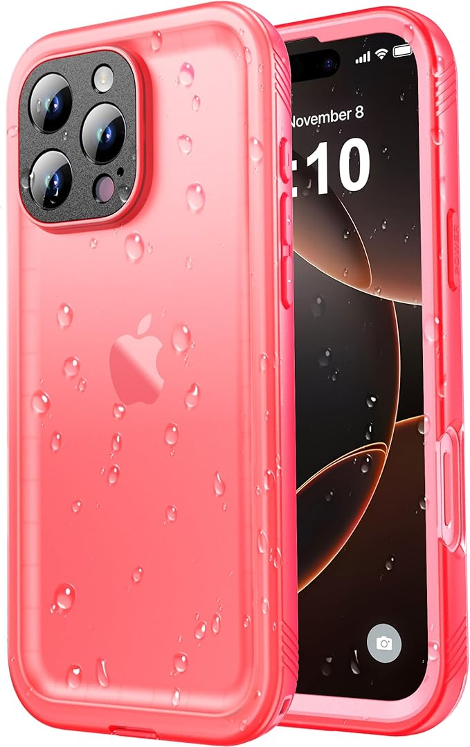 SPORTLINK for iPhone 16 Pro Max Case - IP68 Waterproof Military Protective Full Body Heavy Duty Shockproof 360 Sealed Dustproof with Camera Screen Protector Cover for i Phone 16 Pro Max 6.9" Pink