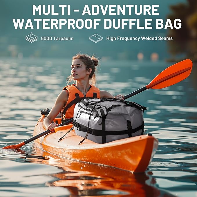 MIER Waterproof Duffel Bag Motorcycle Dry Bag Backpack Large Roll-Top Heavy Duty Dry Duffle Bags for Kayaking Camping Boating Gym Beach Cruise Ship, 60L/80L