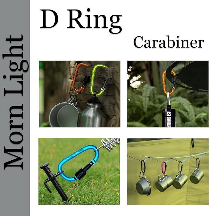 6 Pack Small Locking Carabiner, 3 Inch Aluminum D-Shape Snap Hook with Screw Gate for Hiking, Camping, Fishing&Backpack(Not for Climbing)