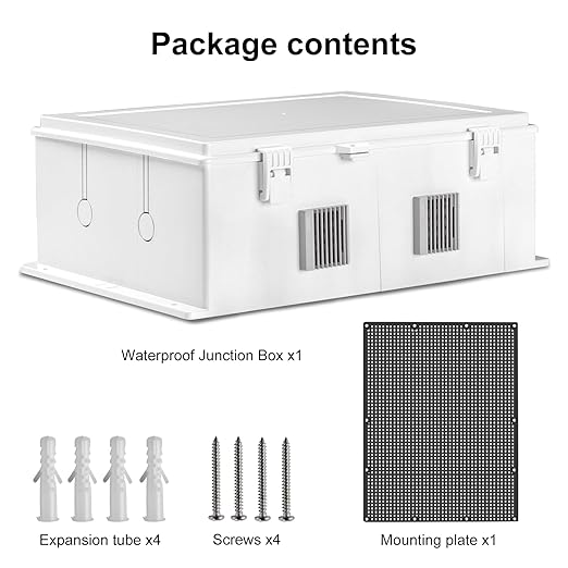 Namunanee Outdoor Electrical Junction Box, ABS Water Resistant Enclosure with Internal Mounting Panel & Hinged Cover (18.1" H* 12.6" L* 6.3" W)