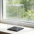 SVENJBB Display Case for Red Vine Bottle, Acrylic Box for Trophy and Toy Figures, Clear Acrylic Display Cases with Matte Black Base for Collection Protection and Storage, 7x7x16 inch