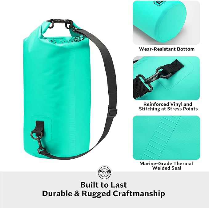 STOVER 5/10/25/30/40/55L Waterproof Dry Bag- Roll-Top Backpack w/Phone Case- Kayaking, Hiking, Camping, Boating- Men/Women