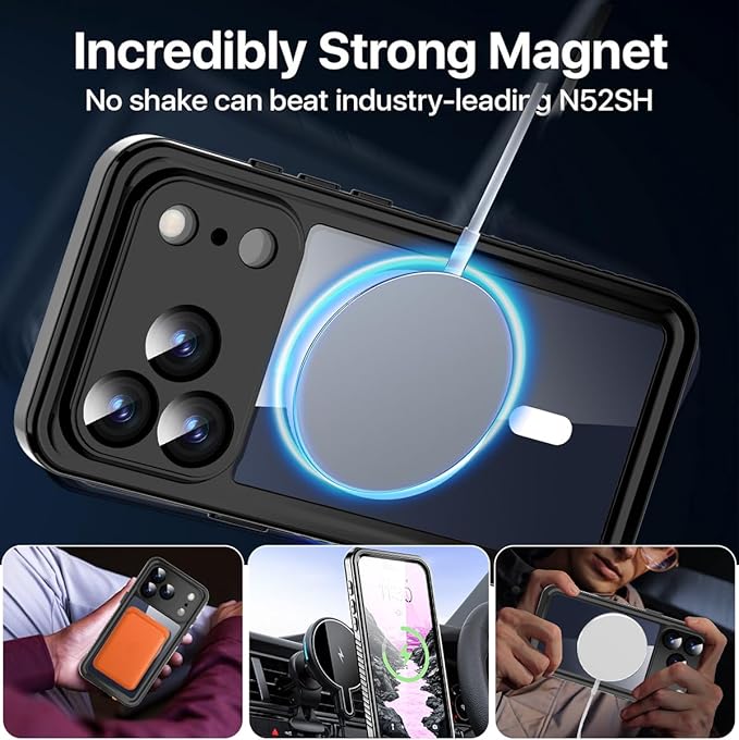 AICase for iPhone 17 Pro Case Waterproof Clear with MagSafe Water Proof/Snowproof/Dustproof/Shockproof,IP68 Certified 360 Full Body Protection Fully Sealed Underwater Cover for iPhone 17 Pro 6.3"