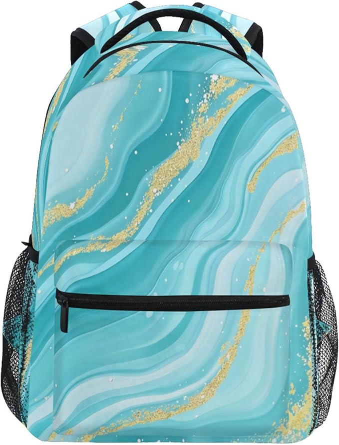 Wamika Turquoise Tie Dye Backpack Green Blue Marble School Backpacks Preschool Book Bag