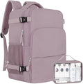 Sinaliy Travel Backpack, Carry on Flight Approved Backpack with Multi-Pockets, TSA Waterproof 17.3inch Laptop Backpack, Personal Item Travel Bag for Men Women, Light Purple