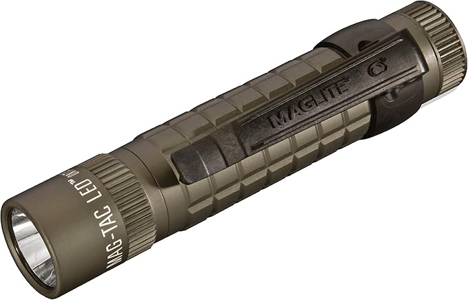 MagLite MAG-TAC 2-Cell CR123 LED Tactical Flashlight – Water-Resistant, QuickClick Modes Plain Bezel – Foliage Green