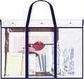 Windyun 1 Pack Large Poster Storage Bag 48" x 36" Bulletin Board Holder Art Portfolio Case PVC Art Portfolio Container Storage Box with Pocket for Classroom Teacher Organization (Blue)