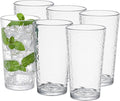KLIFA- NICE- 20 ounce, Set of 6, Acrylic Highball Drinking Glasses, BPA-Free, Stackable Plastic Drinkware, Dishwasher Safe Cups, Clear