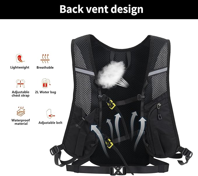 DOJUNS Hiking Backpack Lightweight Travel Backpack 20L Waterproof Hiking Daypacks Camping Backpack for Men Women (Black)