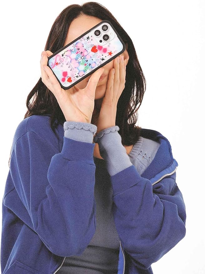 Wildflower Cases - Compatible with iPhone 13 Pro | Protective Black Bumper, 6.5ft Drop Test Certified, Women Owned Small Business | Trendy Airbrush Purple Bears | Cotton Candy Teddies