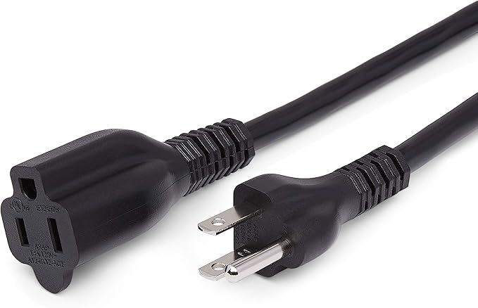 Amazon Basics Extension Cord, 13 Amps, 125V, 15 Foot, Black - Pack of 2