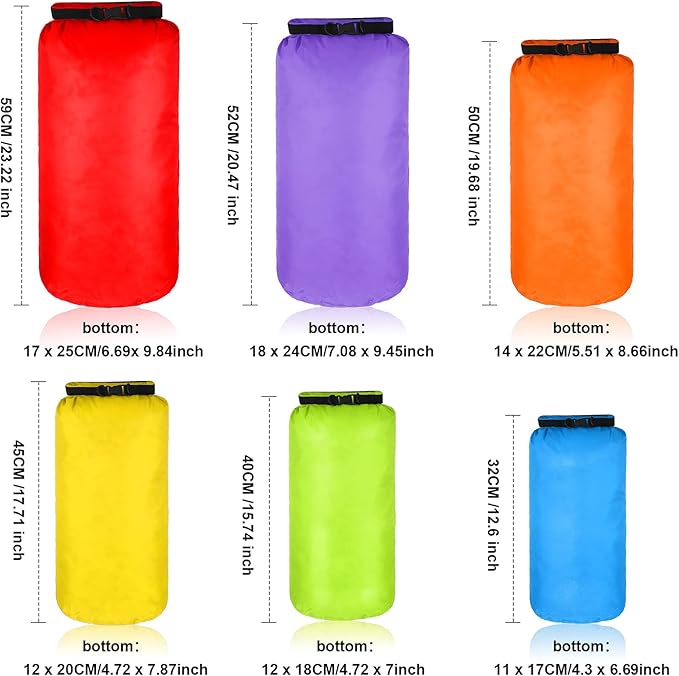 Shappy 6 Pcs Waterproof Dry Bag Set Ultralight Stuff Sack 20/15/10/8/5/3L Backpacking Bag with Long Adjustable Strap Outdoor Keep Gear Dry Sack for Camping Kayaking Boating Hiking Travel