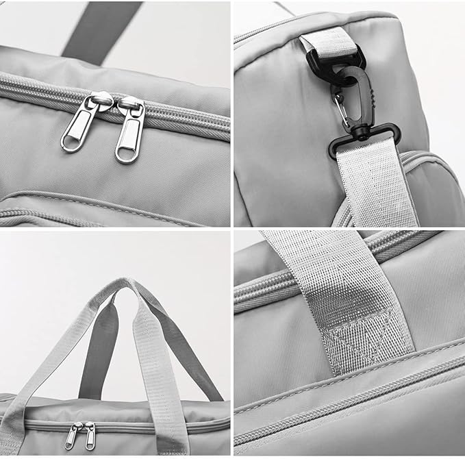 Suruid Sports Gym Duffel Bag with Shoes Compartment and Dry Wet Separated Pocket for Men and Women - Overnight Weekender Training Handbag Yoga Bag - Gray