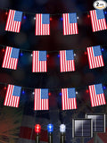 2 Pack 4th of July Decorations, Solar American Flag Lights Outdoor with 8 Modes, 37.6FT 50 USA Flags & 100 Red White and Blue LEDs Patriotic Lights Waterproof for Independence Day 250th Anniversary