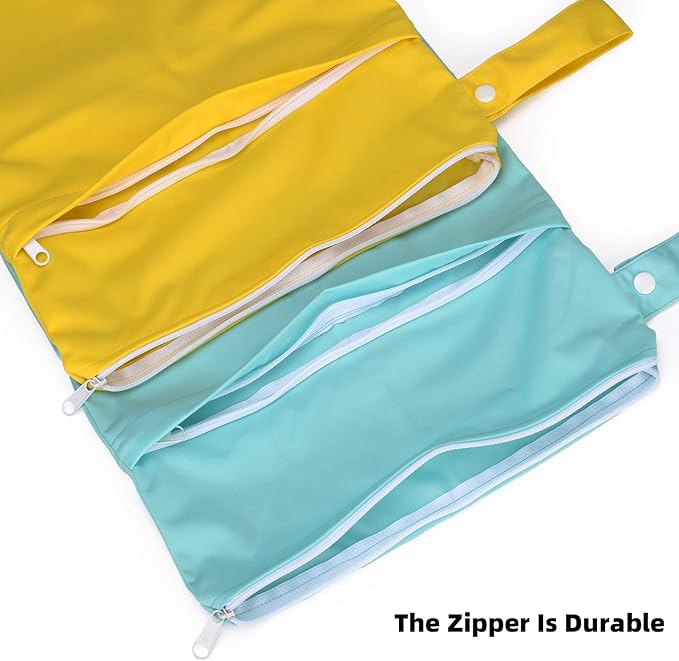 Waterproof Wet Dry Bags with Two Pockets 2-Pack Cloth Diaper Travel Organizer 11x14