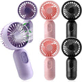 Rossesay 6 Pcs Mini Portable Fan Bulk Cute Handheld Lightweight Small Little Personal Hand Eyelash Fan 3 Speeds USB Rechargeable for Women Men Indoor Outdoor Makeup Travel (Black,Pink,Purple)