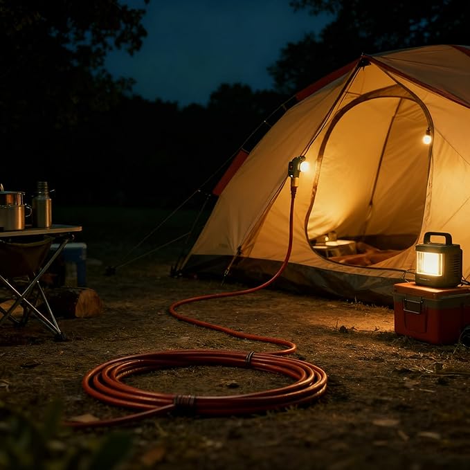 30FT Brown Outdoor Extension Cord-16/3 SJTW Durable Extension Cord for Christmas Lights with 3 Prong Grounded Plug, Great for Outside Christmas Decorations