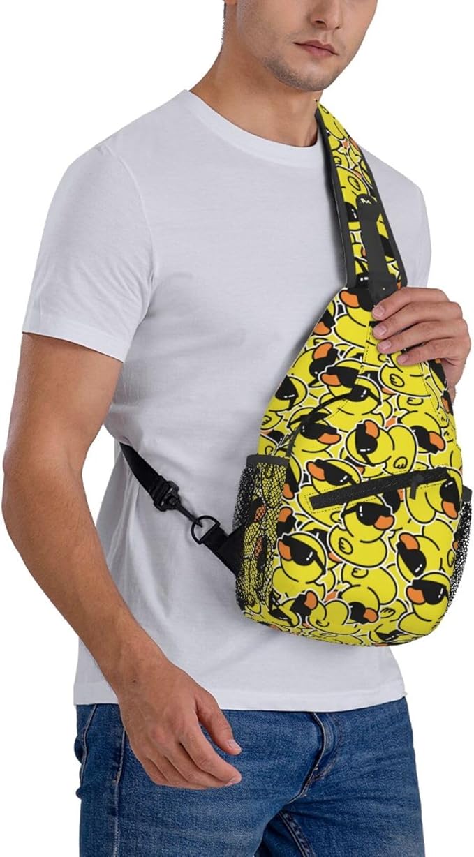Cartoon Duck Sling Bag For Women Men Cute Yellow Duck Backpack Crossbody Shoulder Bag Sling Backpack Chest Bag Travel Hiking Casual Sport Daypack