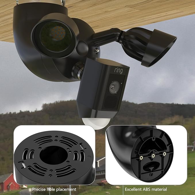 Eave Mount for Ring Floodlight Cam Wired Pro & (2nd Gen) / Plus, Ring Smart Lighting Floodlight Wired, Blink Wired Floodlight Camera, Wyze Flood Light Cameras V2/ Pro, and Roku Flood Light Cam - Black