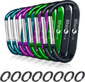 Rhino Produxs 8PCS of Lightweight Duty Snap Carabiner Clips, D Ring Shape Carabiner with 8PCS Keyring - Excellent for Outdoor, Camping, Hiking, Keychains, Water Bottle, Keychain Hook