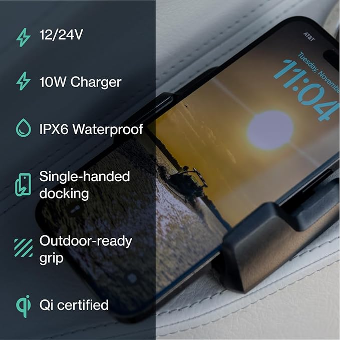 ROKK Wireless - Nano 10W. Waterproof Wireless Compact Phone Charging Mount 12/24V Available Q1 2023