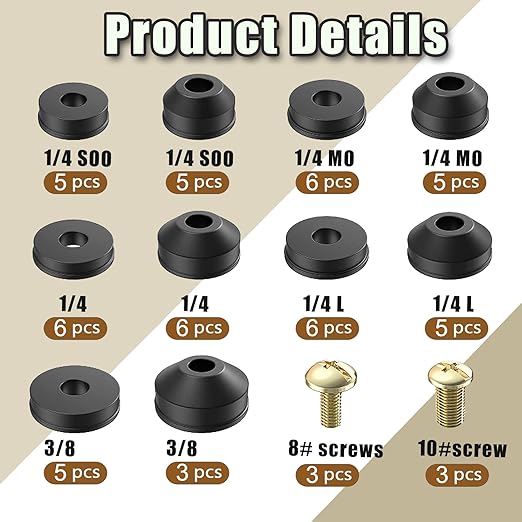 58 PCS Faucet Washer Assortment Kit Outdoor Faucet Repair Kit with Brass Screws Flat and Beveled Washers for Use with Assorted Quick-Opening Style Faucets Stem Worn Out Washer Replacements (58 PCS)