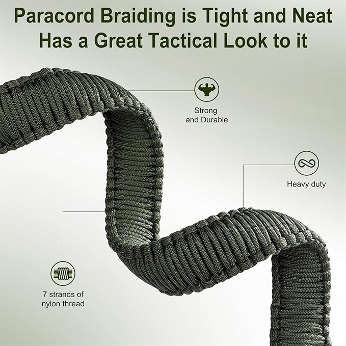 VVAAGG Two-Point Paracord Rifle Sling with Swivels, Non-Slip Gun Sling with Adjustable Length Strap