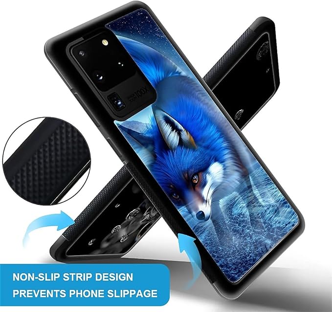 for Samsung Galaxy S20 Ultra Case, Snowy Mountain Fox Lake Pattern Graphic Design Girl Boy Soft Silicone Hard Acrylic Shock Protection for Samsung Galaxy S20 Ultra