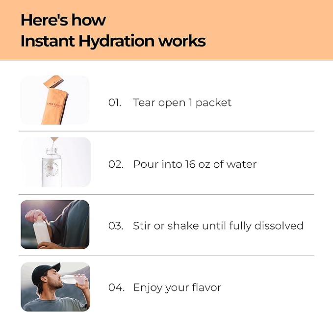 Instant Hydration Sugar Free Electrolytes Powder Packets - Orange Citrus Electrolyte Drink Mix & Travel Essentials - Post Workout Recovery, Brain Health, Muscle & Tissue Support - 20 Count