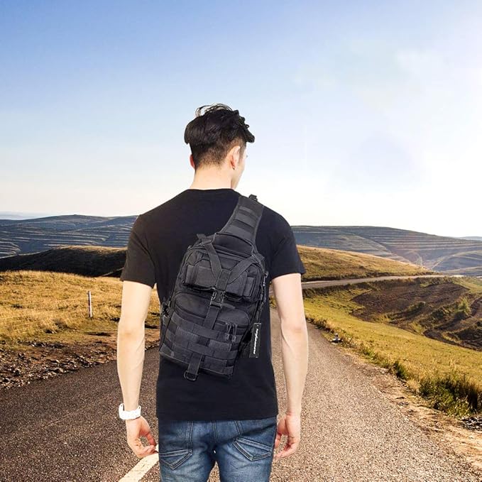 hopopower Tactical Sling Bag, Sport Bag Military Rover Shoulder Backpack EDC Assault Range Bag, Chest Pack Handbag Waterproof