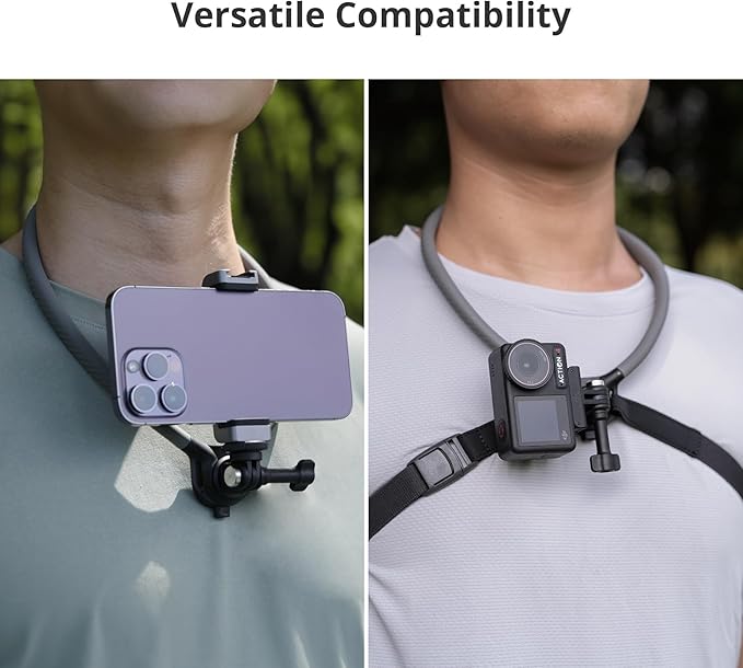 PGYTECH CapLock Quick Release Action Camera Neck Mount, Large Size Adjustable Strap, DJI Osmo Action 6/Pocket 4/3/Xtra Muse, GoPro 13-10, Insta360, Hands-Free POV Holder for Vlogging/Sports/Travel