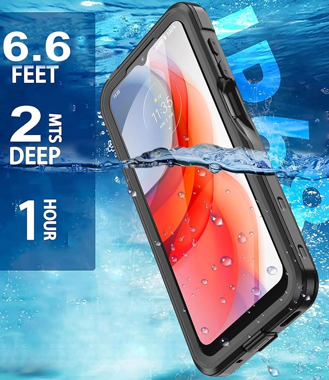for Motorola Moto G Play 2024 Phone Case Waterproof with Built-in Screen Protector, Full Body Underwater Dustproof Shockproof Rugged Protective Cover for Motorola G Play 2024 Black